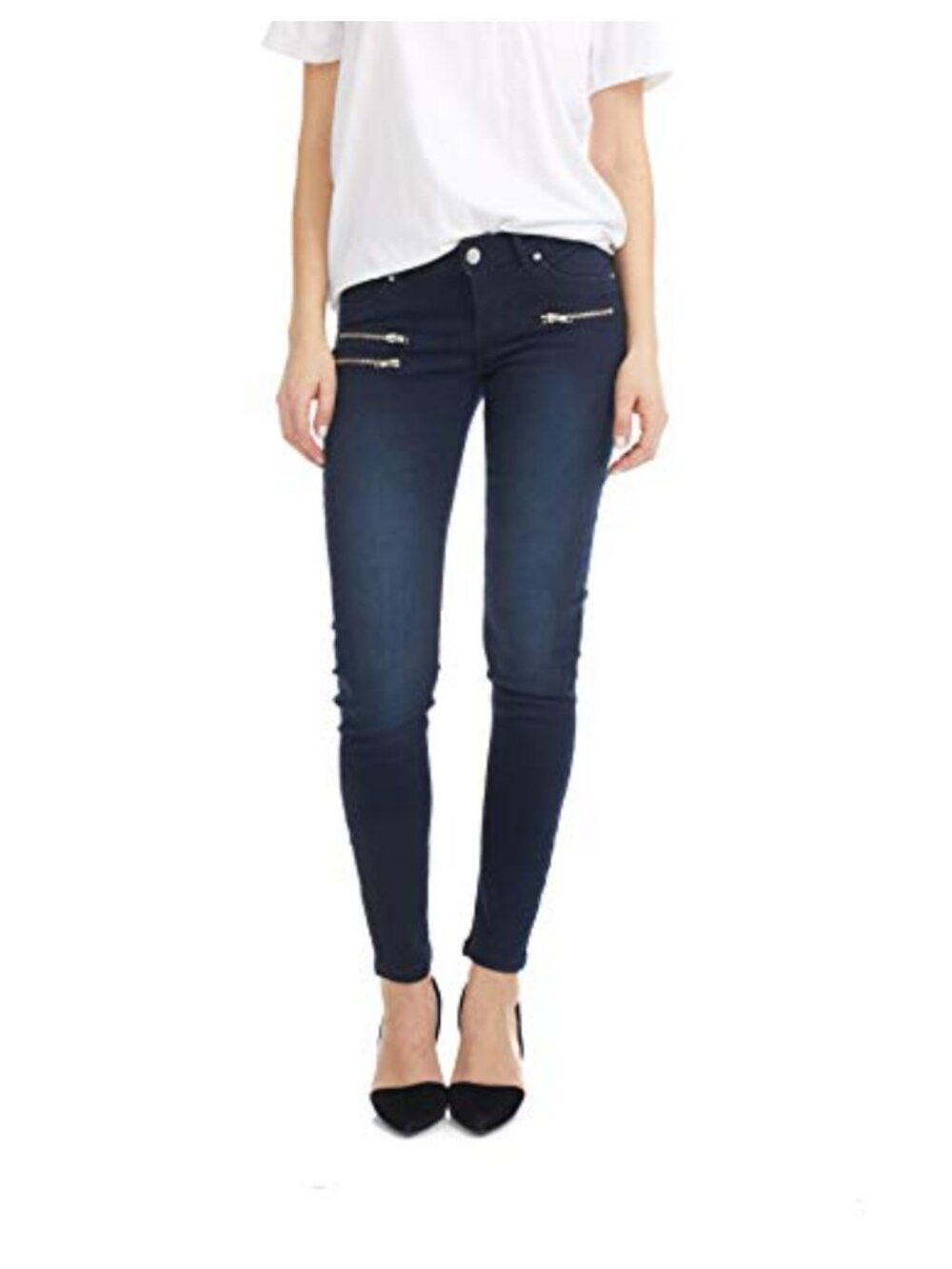 Suko Mid Rise Biker Skinny Stretch Denim Jeans with Tummy Control
